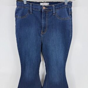 Vibrant MIU Flare Jeans High Waist Raw Hem Dark Wash Denim Waist 28 Y2K 90s 70s
